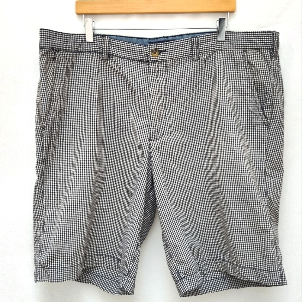 US Polo Assn men's checkered shorts plaid summer boat casual black white cotton